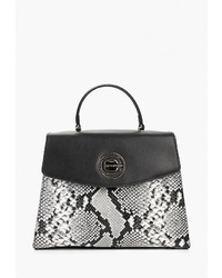 Черная кожаная сумка-саквояж со змеиным рисунком от Cromia