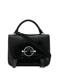 Черная кожаная сумка-саквояж со змеиным рисунком от JW Anderson