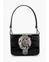 Черная кожаная сумка-саквояж со змеиным рисунком от Madeleine