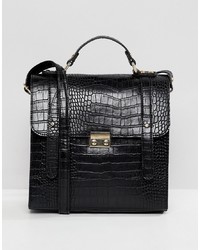 Черная кожаная сумка-саквояж от ASOS DESIGN
