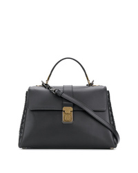 Черная кожаная сумка-саквояж от Bottega Veneta