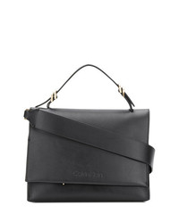 Черная кожаная сумка-саквояж от Calvin Klein