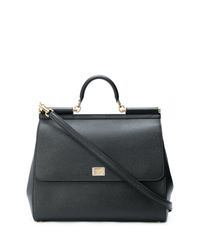 Черная кожаная сумка-саквояж от Dolce & Gabbana