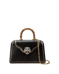 Черная кожаная сумка-саквояж от Gucci