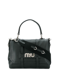 Черная кожаная сумка-саквояж от Miu Miu