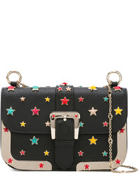Женская черная кожаная сумка со звездами от RED Valentino