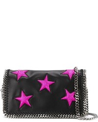 Женская черная кожаная сумка со звездами от Stella McCartney