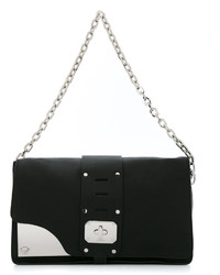 Женская черная кожаная сумка со звездами от Versace