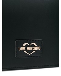 Черная кожаная сумка через плечо c бахромой от Love Moschino