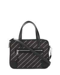 Черная кожаная сумка через плечо в вертикальную полоску от Karl Lagerfeld