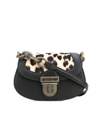 Черная кожаная сумка через плечо с леопардовым принтом от Bottega Veneta