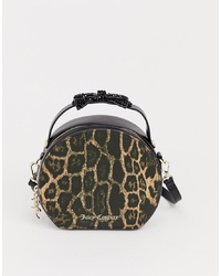 Черная кожаная сумка через плечо с леопардовым принтом от Juicy Couture