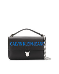 Черная кожаная сумка через плечо с принтом от Calvin Klein Jeans