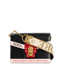 Черная кожаная сумка через плечо с принтом от Dolce & Gabbana