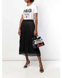 Черная кожаная сумка через плечо с принтом от Dolce & Gabbana