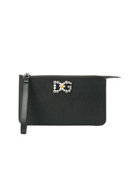 Черная кожаная сумка через плечо с украшением от Dolce & Gabbana