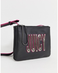 Черная кожаная сумка через плечо с украшением от Juicy Couture