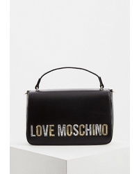 Черная кожаная сумка через плечо с украшением от Love Moschino