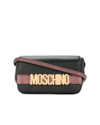Черная кожаная сумка через плечо с украшением от Moschino