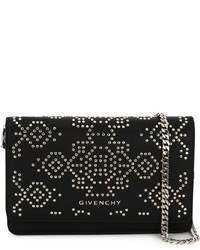 Черная кожаная сумка через плечо с шипами от Givenchy