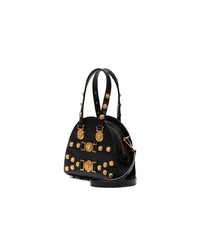 Черная кожаная сумка через плечо с шипами от Versace