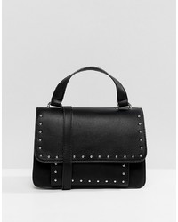Черная кожаная сумка через плечо с шипами от Pull&Bear