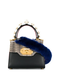 Черная кожаная сумка через плечо со змеиным рисунком от Dolce & Gabbana