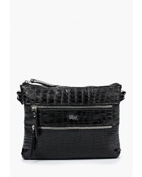 Черная кожаная сумка через плечо со змеиным рисунком от Franchesco Mariscotti