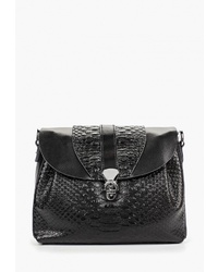 Черная кожаная сумка через плечо со змеиным рисунком от Labella Vita