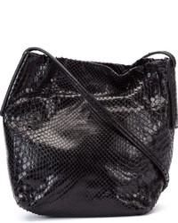Черная кожаная сумка через плечо со змеиным рисунком от Rick Owens