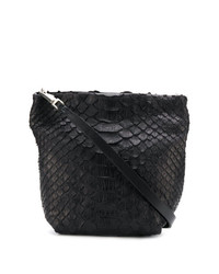 Черная кожаная сумка через плечо со змеиным рисунком от Rick Owens