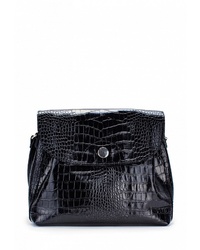 Черная кожаная сумка через плечо со змеиным рисунком от Vita