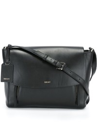 Черная кожаная сумка через плечо от DKNY