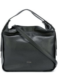 Черная кожаная сумка через плечо от Furla