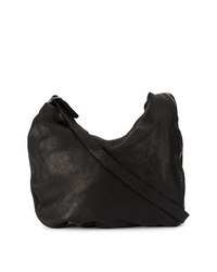 Черная кожаная сумка через плечо от Guidi