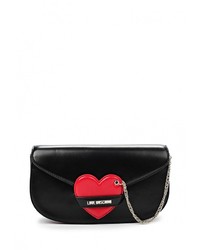 Черная кожаная сумка через плечо от Love Moschino