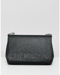 Черная кожаная сумка через плечо от Love Moschino