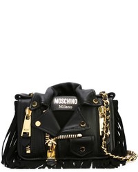 Черная кожаная сумка через плечо от Moschino