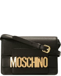 Черная кожаная сумка через плечо от Moschino