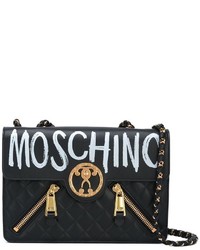 Черная кожаная сумка через плечо от Moschino