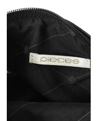 Черная кожаная сумка через плечо от Pieces