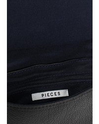 Черная кожаная сумка через плечо от Pieces