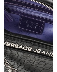 Черная кожаная сумка через плечо от Versace Jeans