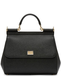 Женская черная кожаная сумка от Dolce & Gabbana