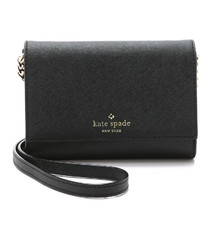 Женская черная кожаная сумка от Kate Spade