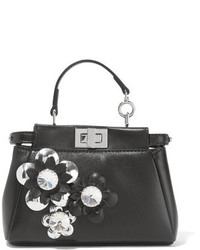 Женская черная кожаная сумка от Fendi