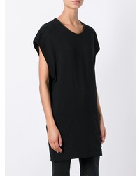 Женская черная кожаная футболка с круглым вырезом от IRO