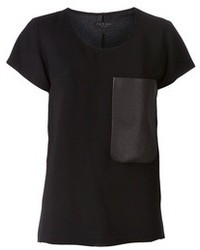 Женская черная кожаная футболка с круглым вырезом от Rag and Bone