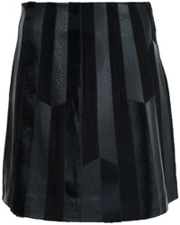 Черная кожаная юбка в стиле пэчворк