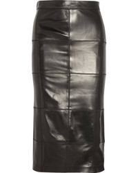 Черная кожаная юбка в стиле пэчворк от Tom Ford